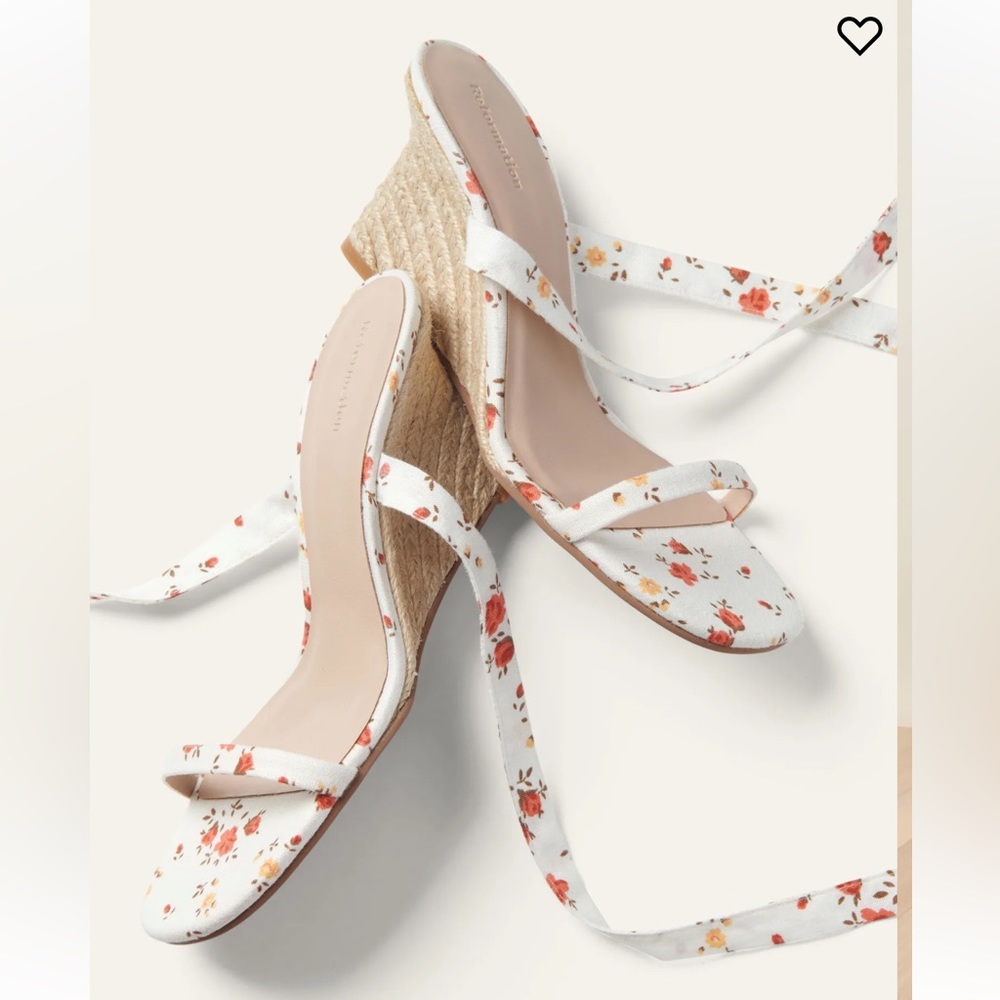 Reformation Alessa Lace Up Wedge White Floral Espadrille Veronica size 8.5 NWT